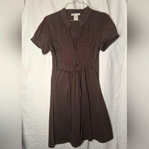 6 degrees Brown Lace-Front Midi Dress